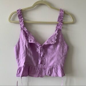 UO Goodie Lace-Up Bustier Top in Lilac